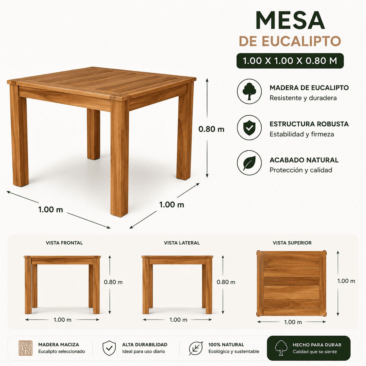 Mesa de Madera de Eucalipto